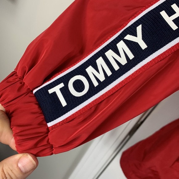 Tommy Hilfiger red hooded, long sleeved, full length zipper jacket medium. - Picture 5 of 9